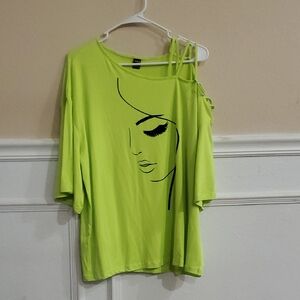 SHEIN Lime Green Graphic Short Sleeve Tee